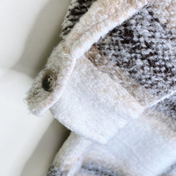 ⚡️SOLD⚡️ joie windowpane plaid woven long shirt jacket - size medium - Picture 4 of 7